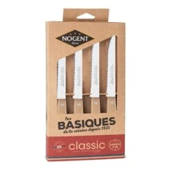 Coffret 4 Couteaux à Steak Kraft Classic Bois De Hêtre Naturel