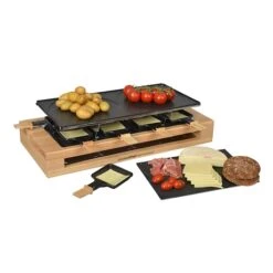 Appareil à Raclette Bamboo 8 Poêlons Et 2 Double Poêlons 1500 W KCWOOD.8.MAXI
